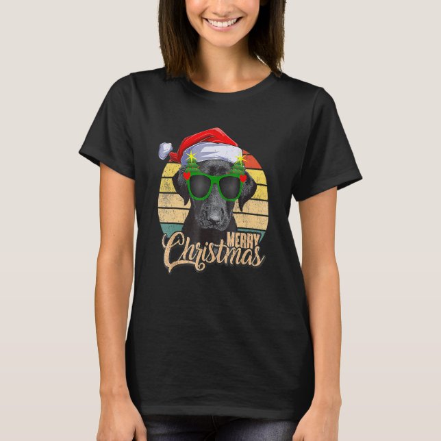 Camiseta Black Lab Labrador Árbol de Navidad Luz Pajama Per (Anverso)