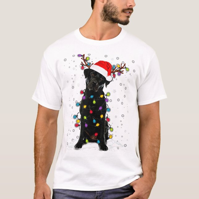 Camiseta Black Lab Labrador Árbol de Navidad Luz Pajama Per (Anverso)