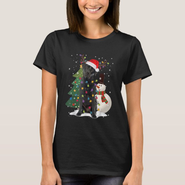 Camiseta Black Lab Labrador Árbol de Navidad Luz Pajama Per (Anverso)