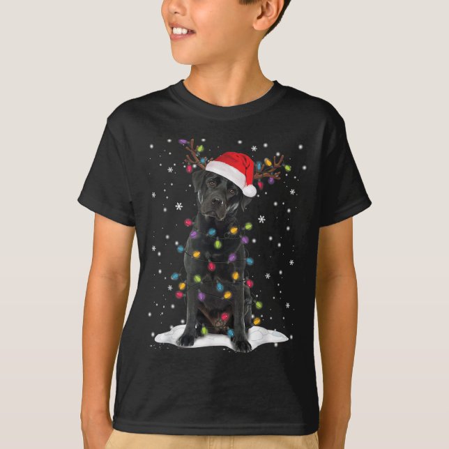 Camiseta Black Lab Labrador Árbol de Navidad Luz Pajama Per (Anverso)