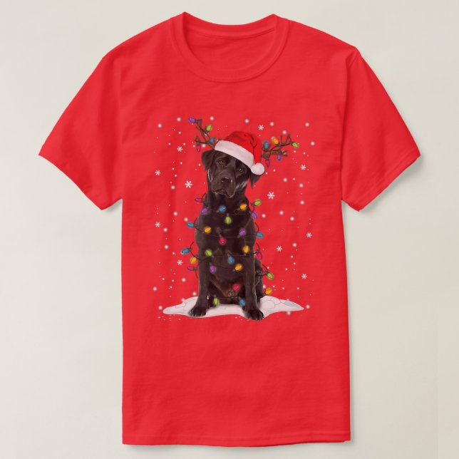 Camiseta Black Lab Labrador Árbol de Navidad Luz Pajama Per (Diseño del anverso)