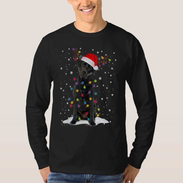 Camiseta Black Lab Labrador Árbol de Navidad Luz Pajama Per (Anverso)