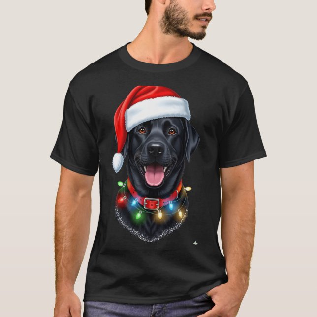 Camiseta Black Lab Labrador Christmas Dog Santa Hat Light P (Anverso)