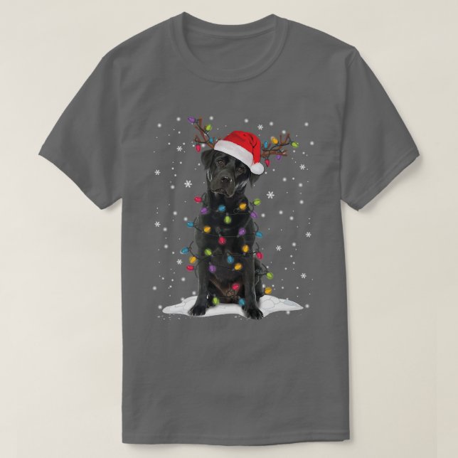 Camiseta Black Lab Labrador Christmas Tree Light Pajama Dog (Diseño del anverso)