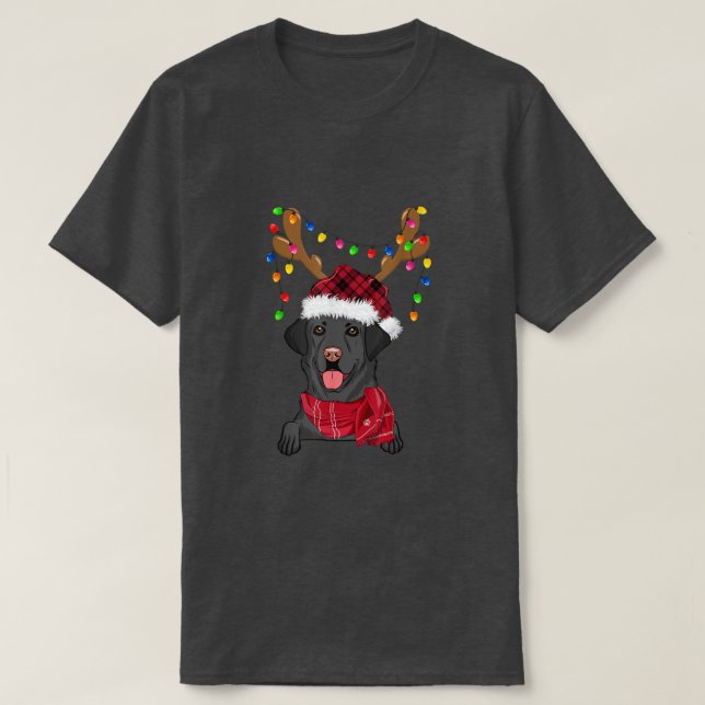 Camiseta Black Lab Labrador Christmas Tree Light Pajama Dog (Diseño del anverso)