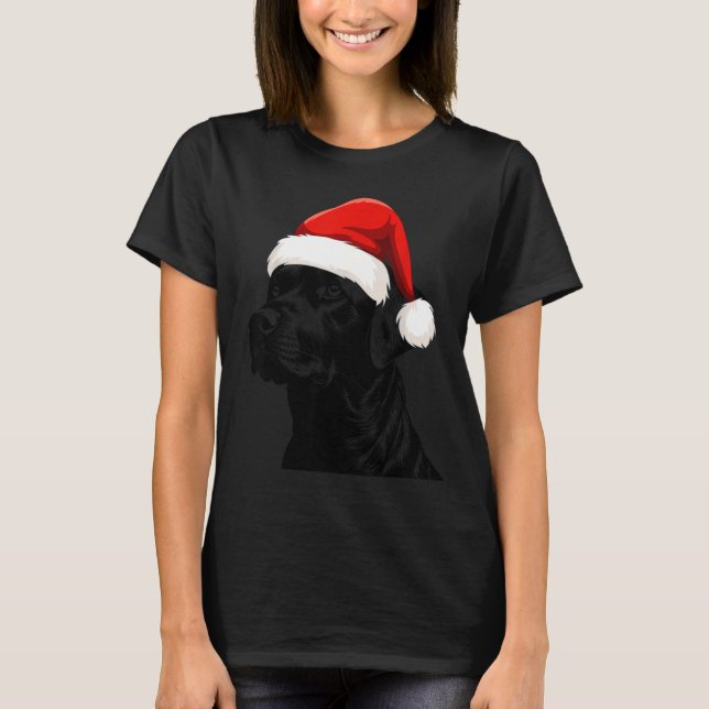 Camiseta Black Lab Labrador Santa Hat Christmas Holiday Pet (Anverso)