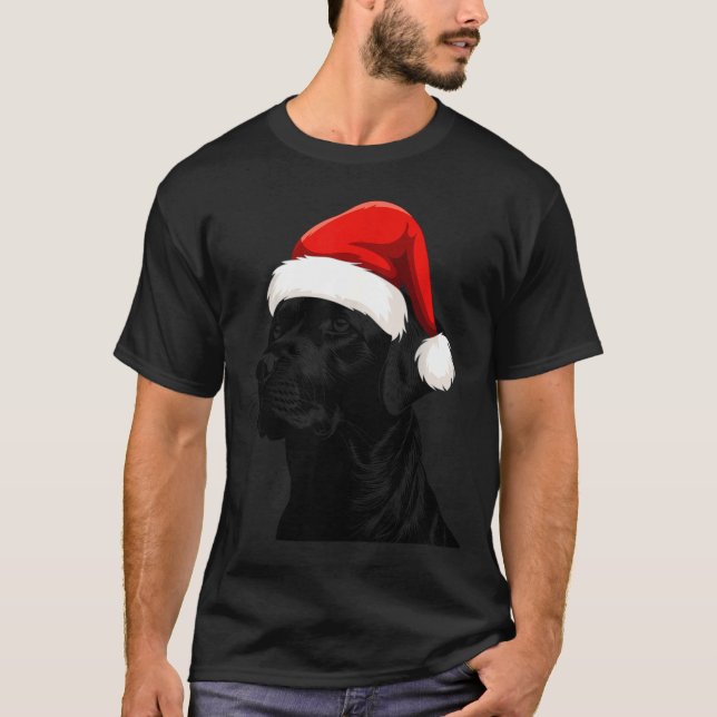 Camiseta Black Lab Labrador Santa Hat Christmas Holiday Pet (Anverso)