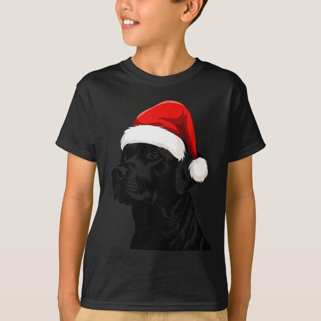 Camiseta Black Lab Labrador Santa Hat Christmas Holiday Pet (Anverso)