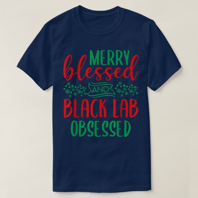 Camiseta Black Lab Merry Christmas Labrador Retriever (Diseño del anverso)