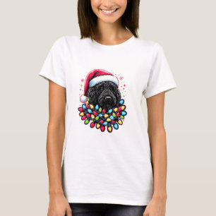 Camiseta Black Labradoodle Christmas Tree Xmas Lights Doodl