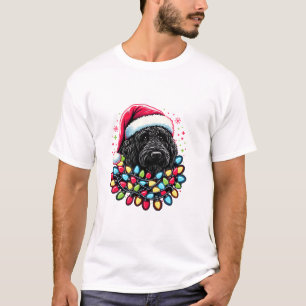 Camiseta Black Labradoodle Christmas Tree Xmas Lights Doodl