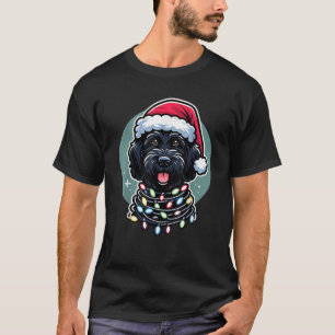 Camiseta Black Labradoodle Christmas Tree Xmas Lights Doodl