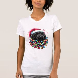 Camiseta Black Labradoodle Christmas Tree Xmas Lights Doodl