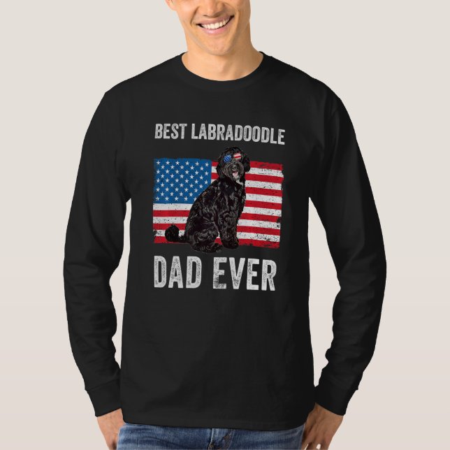 Camiseta Black Labradoodle Dad American Flag Dog Duerman Fu (Anverso)