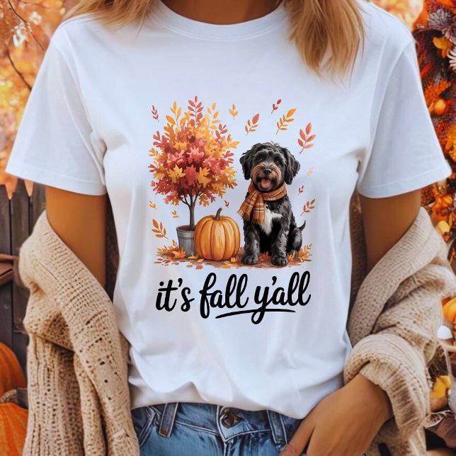 Camiseta Black Labradoodle It's Fall Y'all Pumpkin Autumn (Subido por el creador)