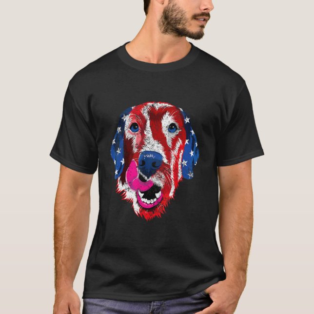 Camiseta Black Labrador American Bandera Estadounidense Yel (Anverso)