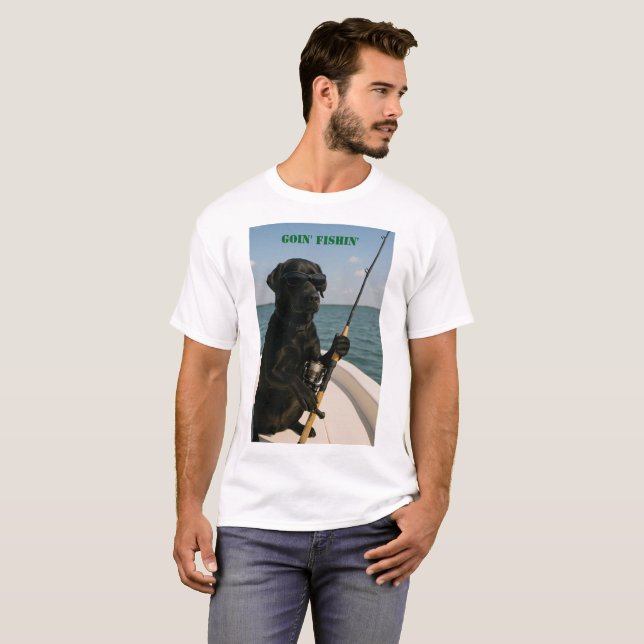 Camiseta Black Labrador "Goin' Fishin' " fun  (Anverso completo)