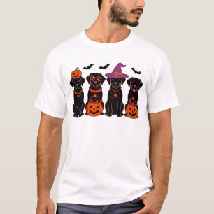 Camiseta Black Labrador Halloween Calabazas Y Brujas