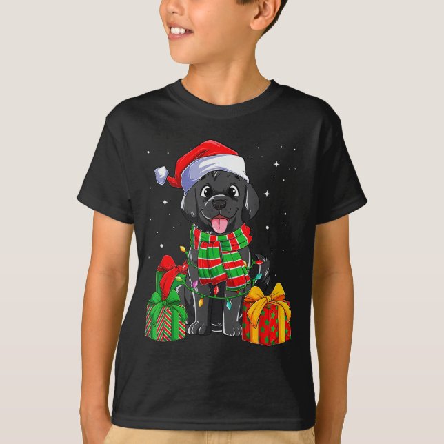 Camiseta Black Labrador Retriever Christmas Lights Xmas Lab (Anverso)