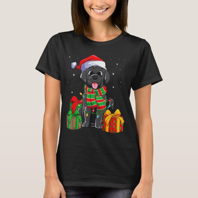 Camiseta Black Labrador Retriever Christmas Lights Xmas Lab (Anverso)