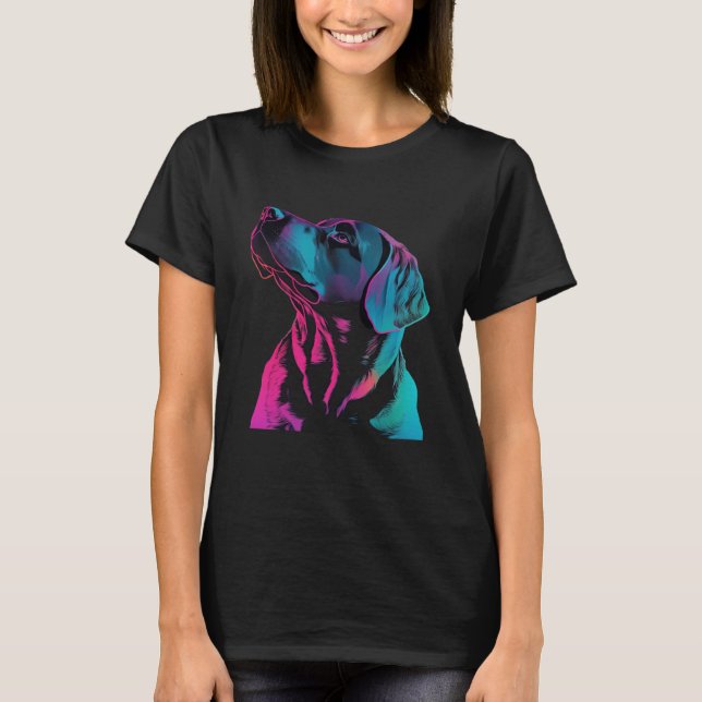 Camiseta Black Labrador Synthwave 80s Retrowave Aesthetic (Anverso)