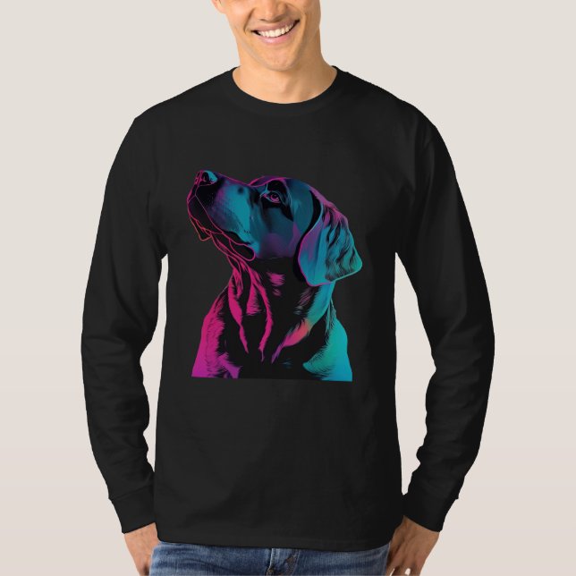 Camiseta Black Labrador Synthwave 80s Retrowave Aesthetic (Anverso)