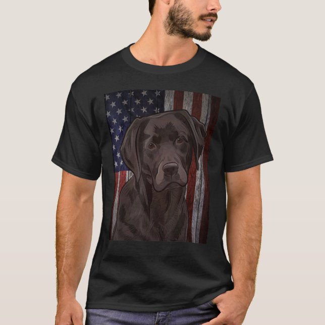 Camiseta Black Labrador Usa Flag Lab Duck Hunter Vint (Anverso)