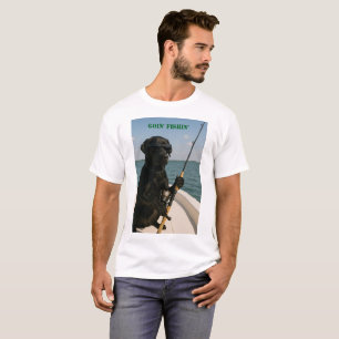 Camiseta Black Labrador "Vamos a pescar" divertido 