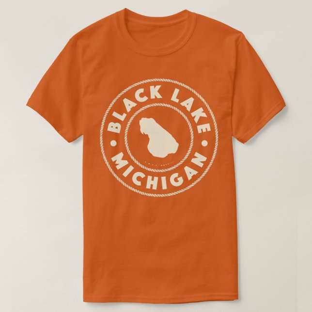 Camiseta Black Lake Michigan Circle Tan (Diseño del anverso)