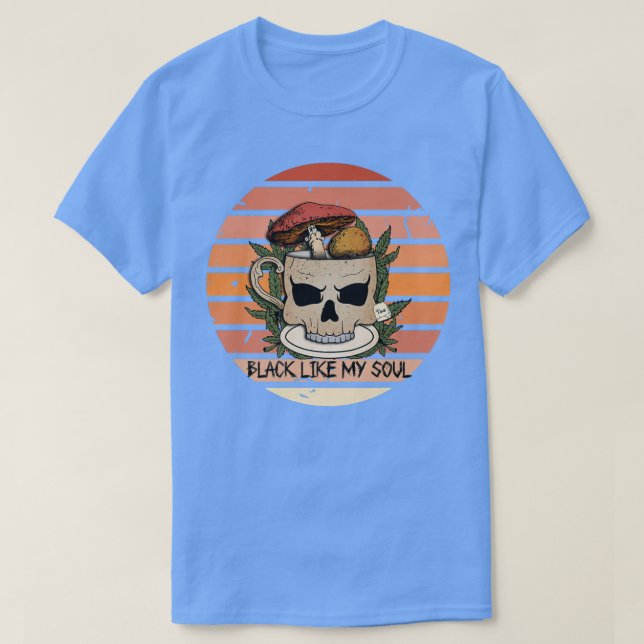 Camiseta Black Like My Soul Skeleton Coffee Gothic Spooky S (Diseño del anverso)