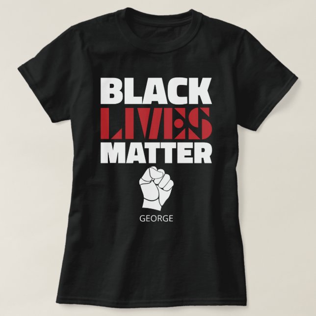 Camiseta Black Lives Matter Raised Fist Nombre Personalizad (Diseño del anverso)