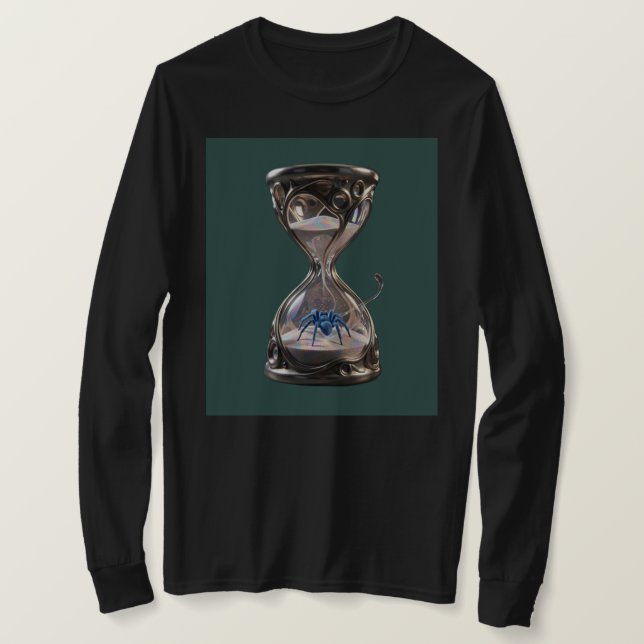 Camiseta Black long sleeves shirt design with sand watch (Anverso del diseño)