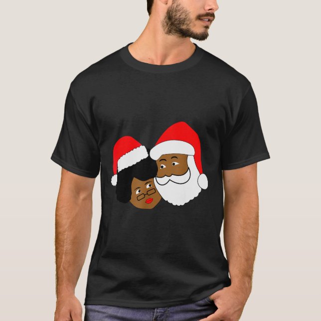 Camiseta Black Loving Santa Claus And Mrs. Claus Ethnic Chr (Anverso)