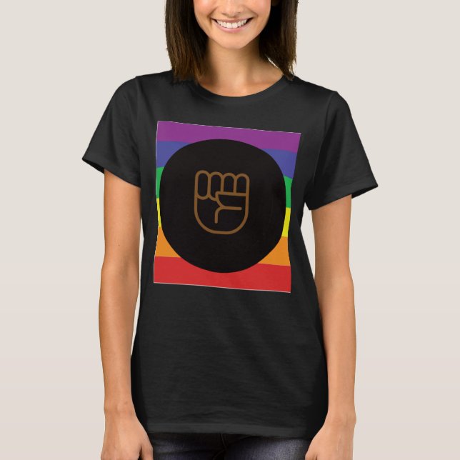 Camiseta Black LQBTQIA+ El amor gana el arcoiris gana resis (Anverso)