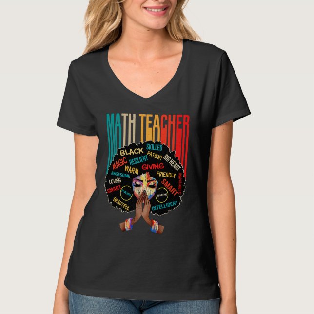 Camiseta Black Math Teacher Afro Love Melanin African Ameri (Anverso)