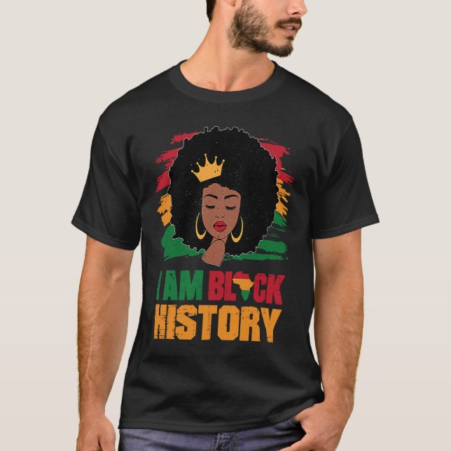 Camiseta Black Melanin Girl African American I Am Black His (Anverso)