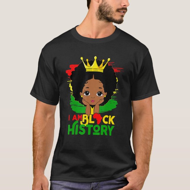 Camiseta Black Melanin Girl I Am Black History Month Kids (Anverso)