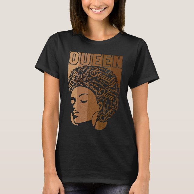 Camiseta Black Melanin Queen Apparel African American Afro  (Anverso)
