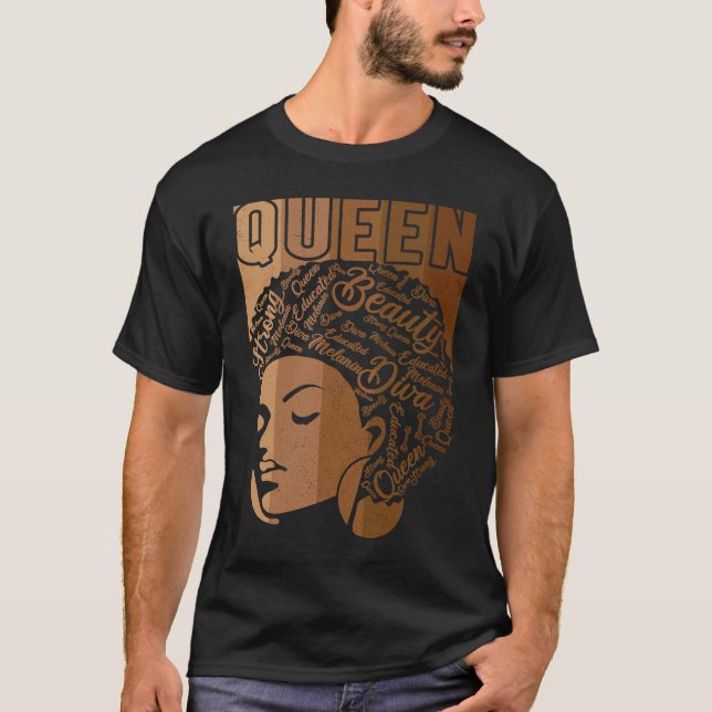 Camiseta Black Melanin Queen Apparel African American Afro  (Anverso)