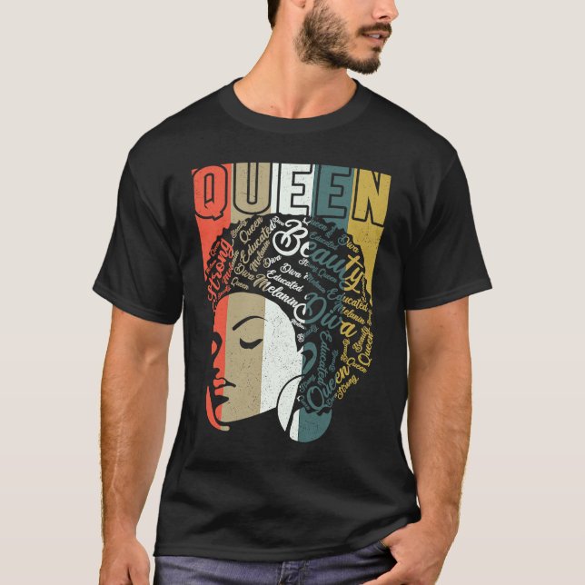 Camiseta Black Melanin Queen Apparel African American Afro  (Anverso)