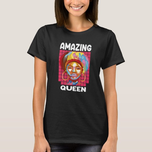 Camiseta Black Melanin Queen Colorful Afro Africa  South (Anverso)