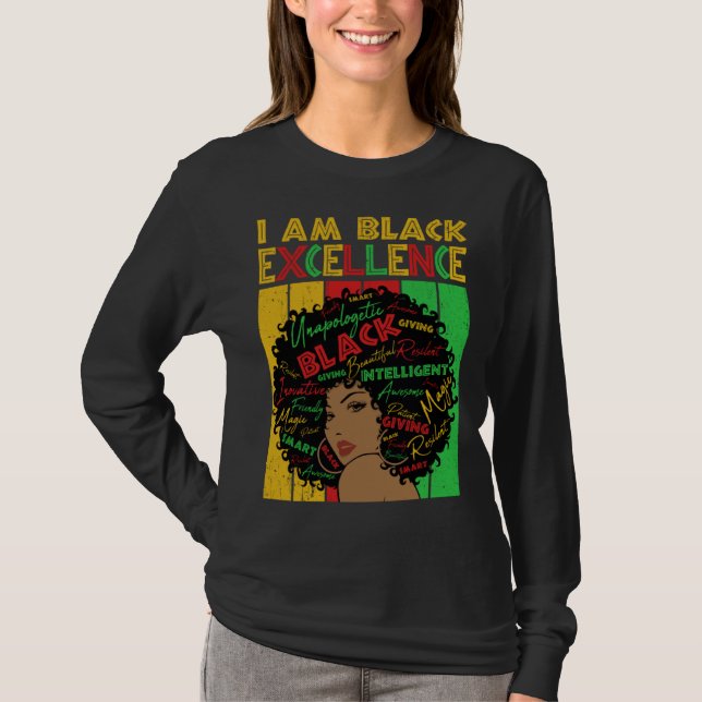 Camiseta Black Melanin Woman Black Excellence Afro Hair Gir (Anverso)