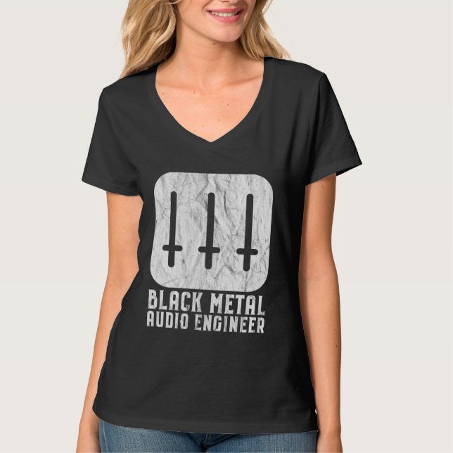 Camiseta Black Metal Audio Engineer Inverted Crosses Sound  (Anverso)