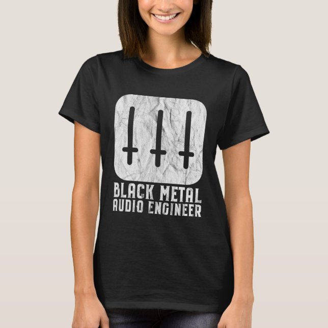 Camiseta Black Metal Audio Engineer Inverted Crosses Sound  (Anverso)