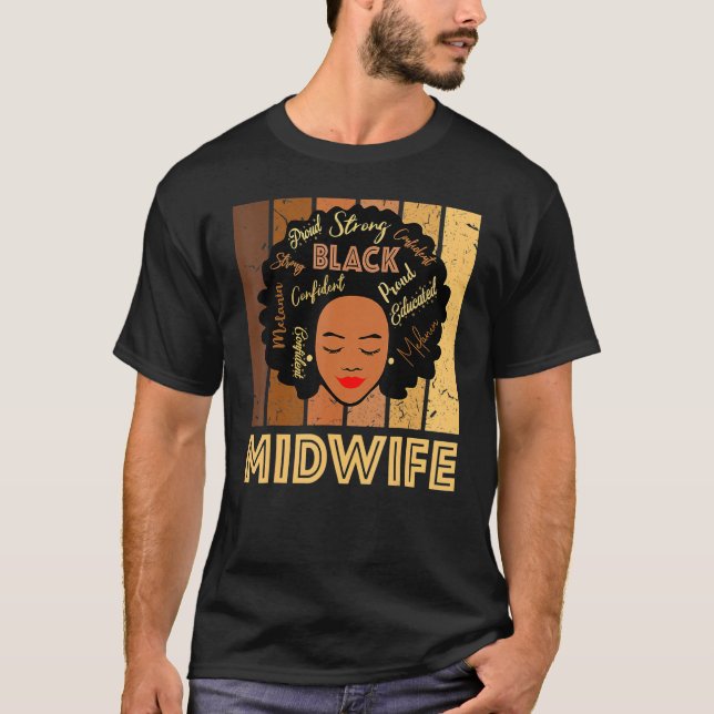 Camiseta Black Midwife Strong Afro African American Women_2 (Anverso)