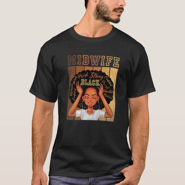 Camiseta Black Midwife Strong Afro African American Women P (Anverso)