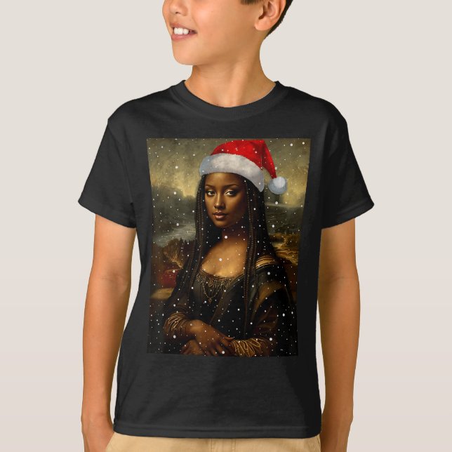 Camiseta Black Mona Lisa African American Christmas Santa H (Anverso)