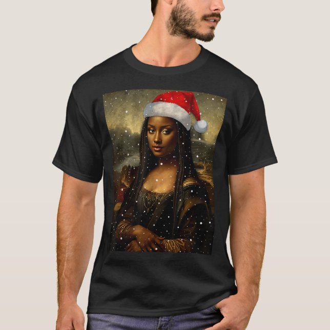 Camiseta Black Mona Lisa African American Christmas Santa H (Anverso)