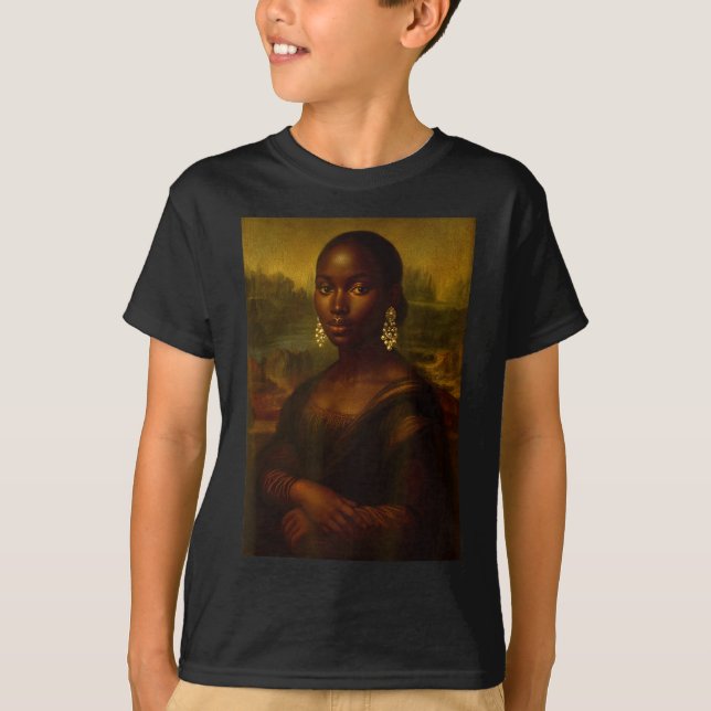 Camiseta Black Mona Lisa Afro African Melanin Black History (Anverso)