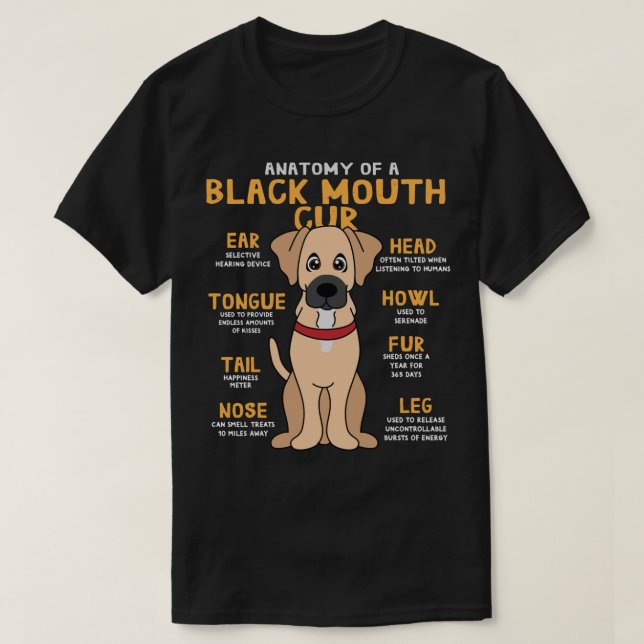 Camiseta Black Mouth Cur Anatomía Graciosa Perro Mamá Papá  (Diseño del anverso)